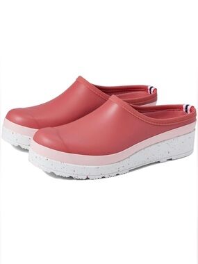 HUNTER Clogs Waterproof Speckled Sole Play Clogs Glenmore Rose Azalea Pink NIB